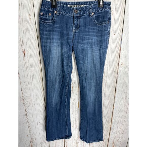 Mossimo Bootcut Jeans Junior Size 7 Dark Blue Denim Low Rise Y2K Retro Cotton - Picture 1 of 5